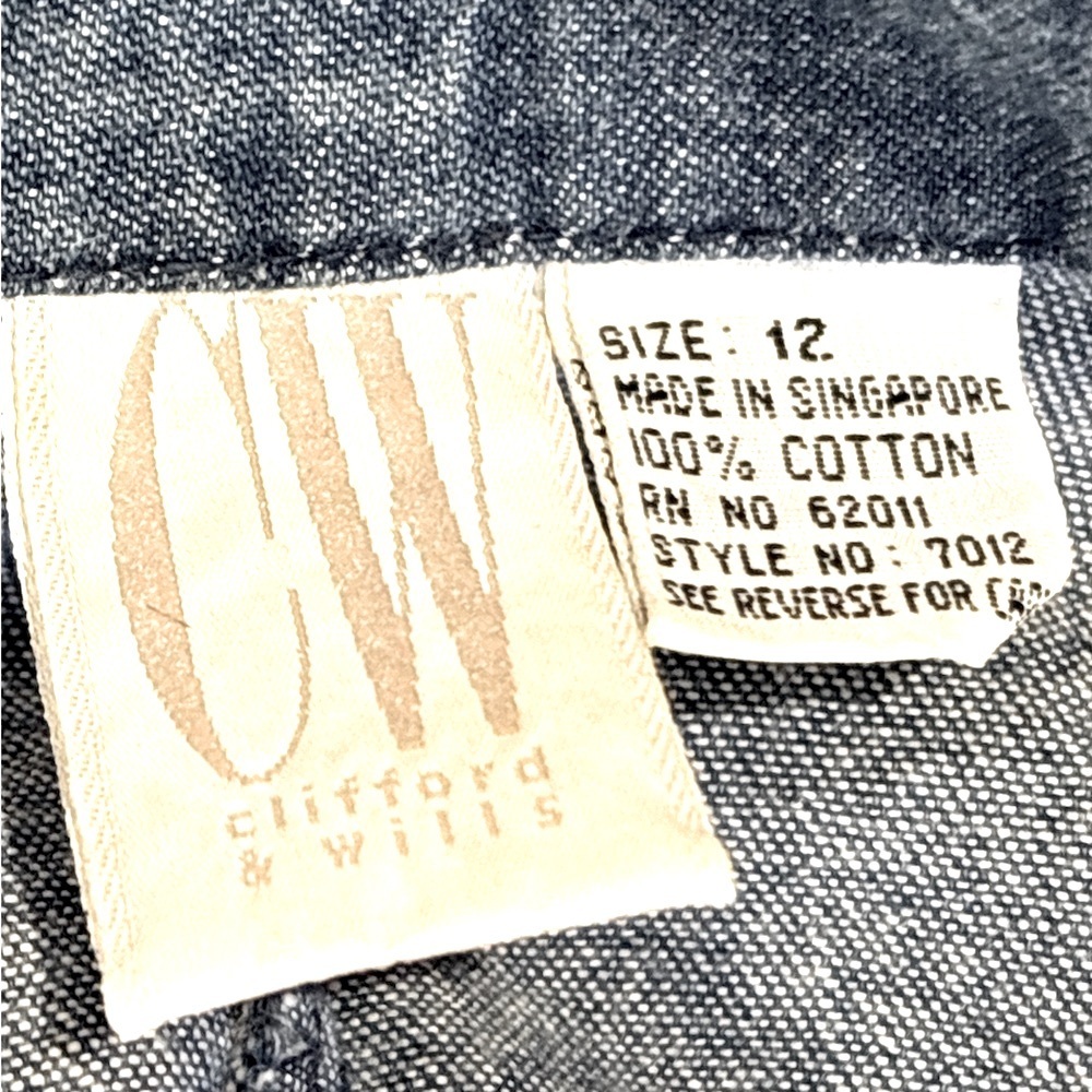 80s CLIFFORD & WILLIS DISTRESSED BLUE DENIM WRAP MAXI DRESS W CIRCLE SKIRT SZ 12 - Picture 7 of 7